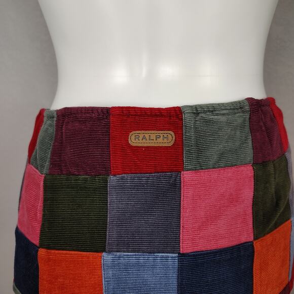 Ralph Lauren Patchwork Corduroy Mini Skirt Cottagecore Preppy Size 6 - Picture 11 of 16